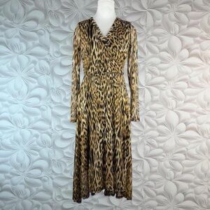 Leopard Print Wrap Maxi Dress - Brown